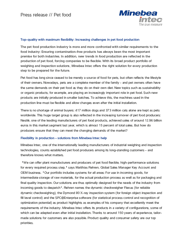 Pet Food: Top-quality with maximum product flexibility  - Sartorius Croatia