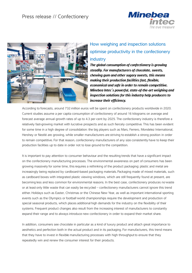 Rješenja za vaganje i inspekciju u konditorskoj industriji - Sartorius Croatia 