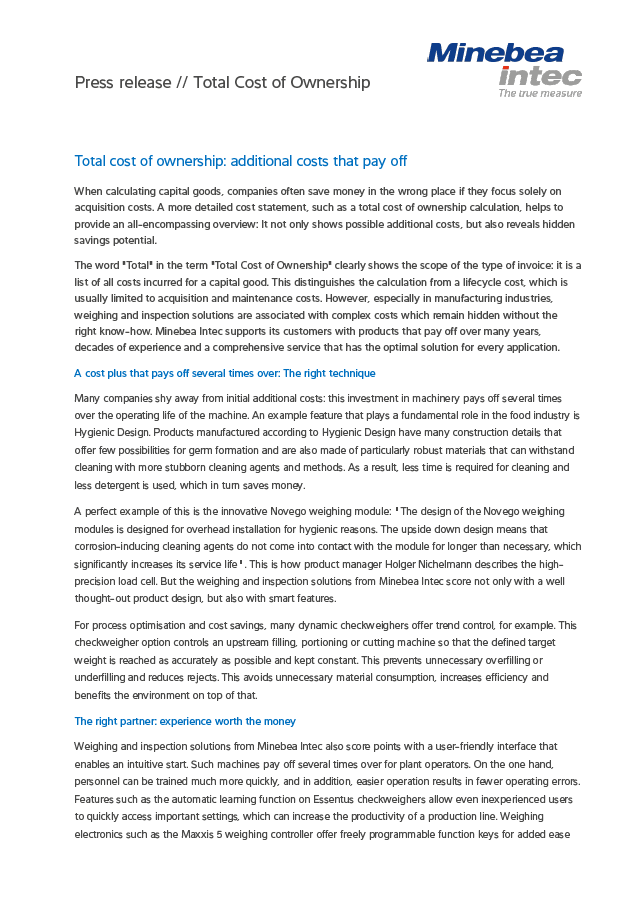 Total cost of ownership: additional costs that pay off - Sartorius Croatia