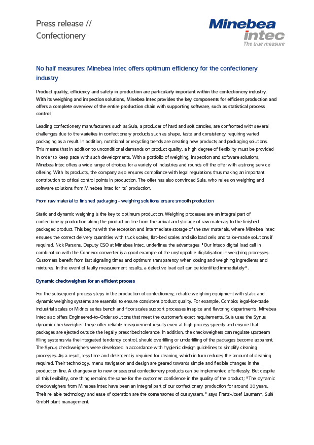 Optimalna efikasnost za konditorku industriju - Sartorius Croatia 