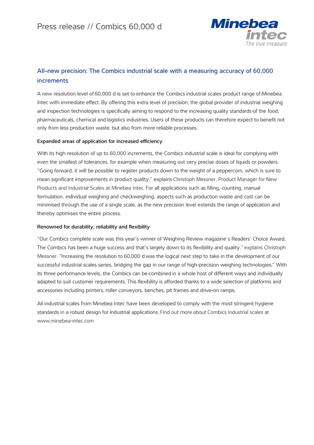 Combics industrijska vaga s mjernom preciznošću od 60,000 znakova - Sartorius Croatia 