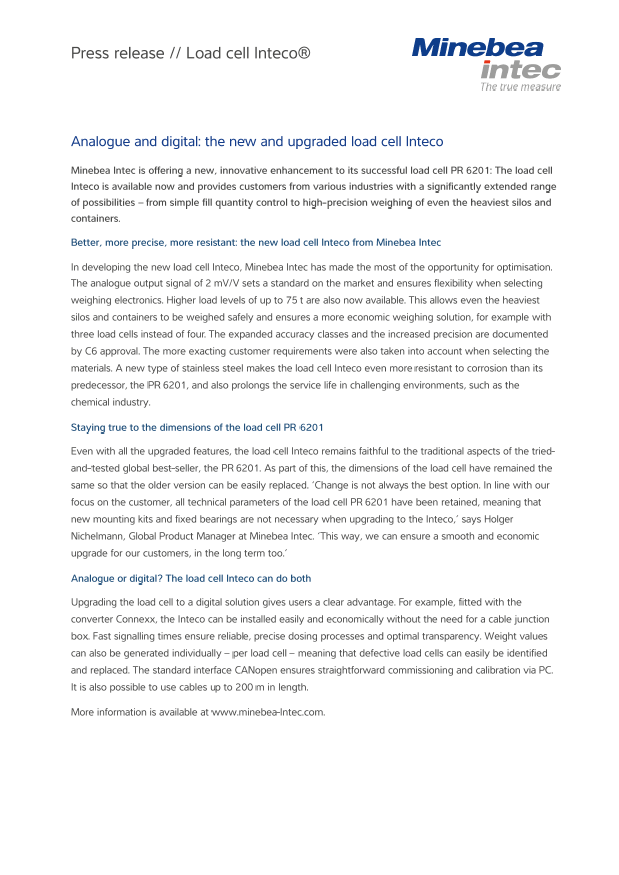 Mjerna analogna i digitalna ćelija Inteco® - Sartorius Croatia 