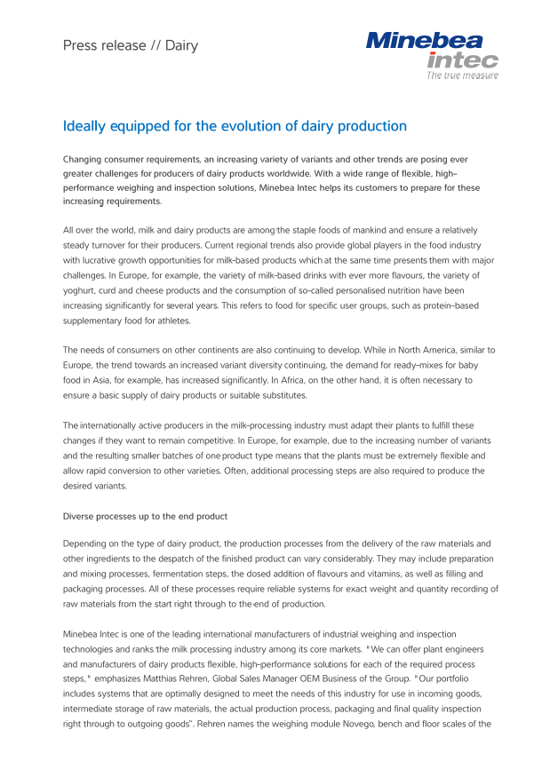 Rješenja za proizvodnju mliječnih proizvoda - Sartorius Croatia 